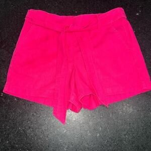 UEC J Crew Shorts Coastal Linen High Rise Sash Belt Pocket Flat Front Pink SZ 10